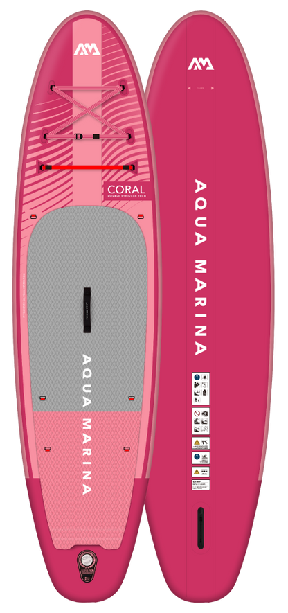 Aqua Marina Coral Raspberry 10’2” Inflatable Stand Up Paddle Board with Kit